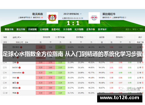 足球心水指数全方位指南 从入门到精通的系统化学习步骤